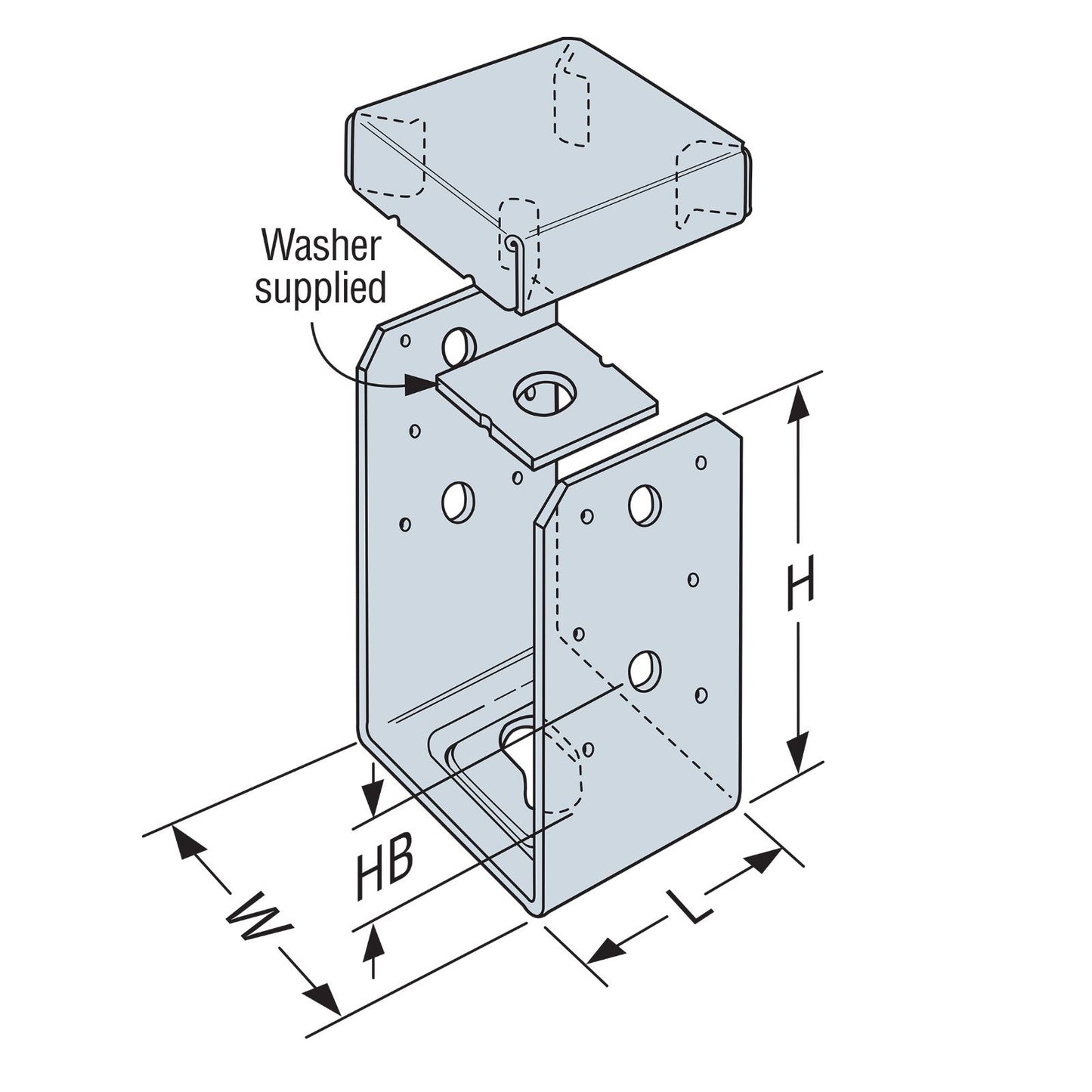 Simpson ABU44SS 4x4 Stainless Steel Adjustable Post Base image 2 of 2