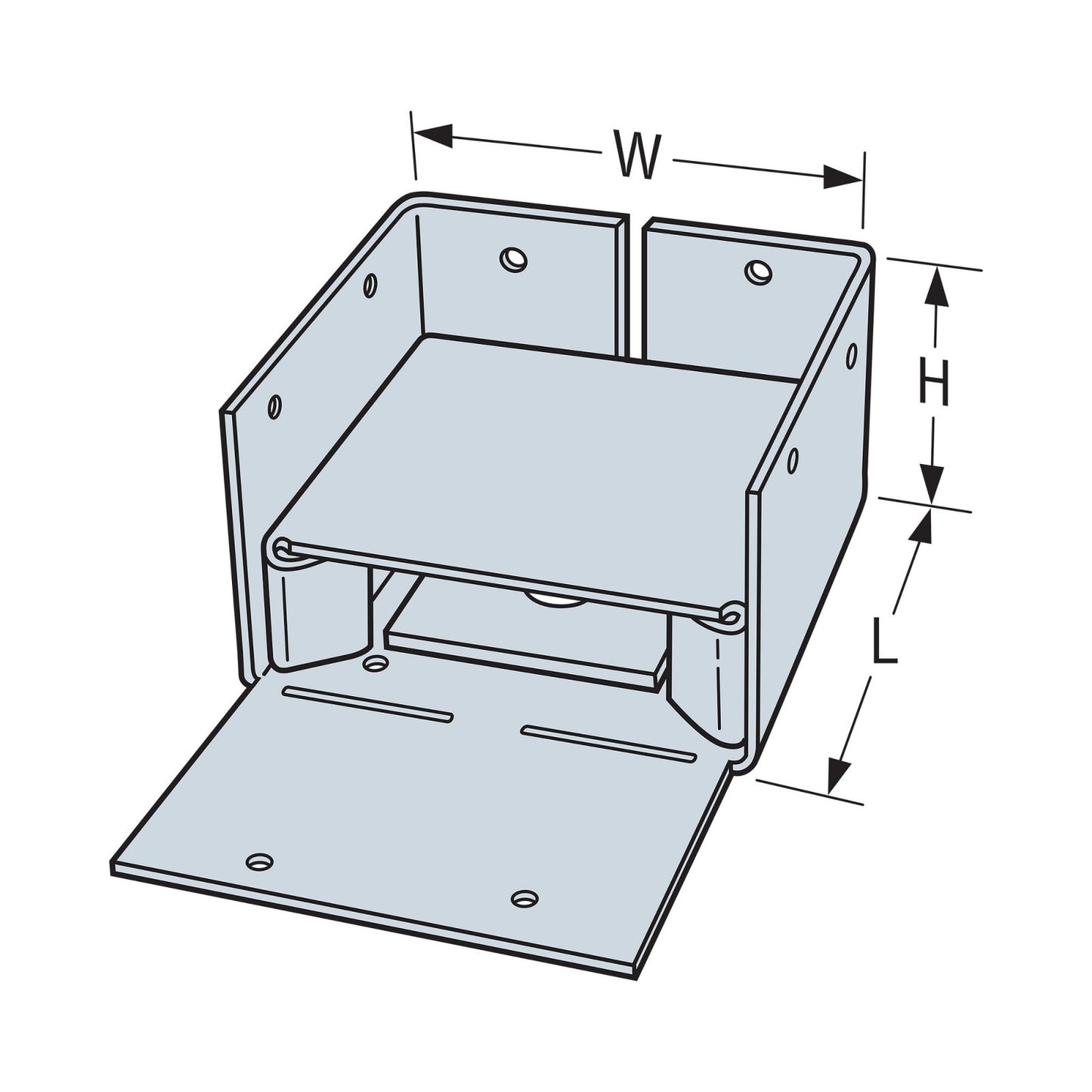 Simpson ABW44RZ Rough Cut 4x4 Adjustable Post Base - Zmax Finish - Measurements