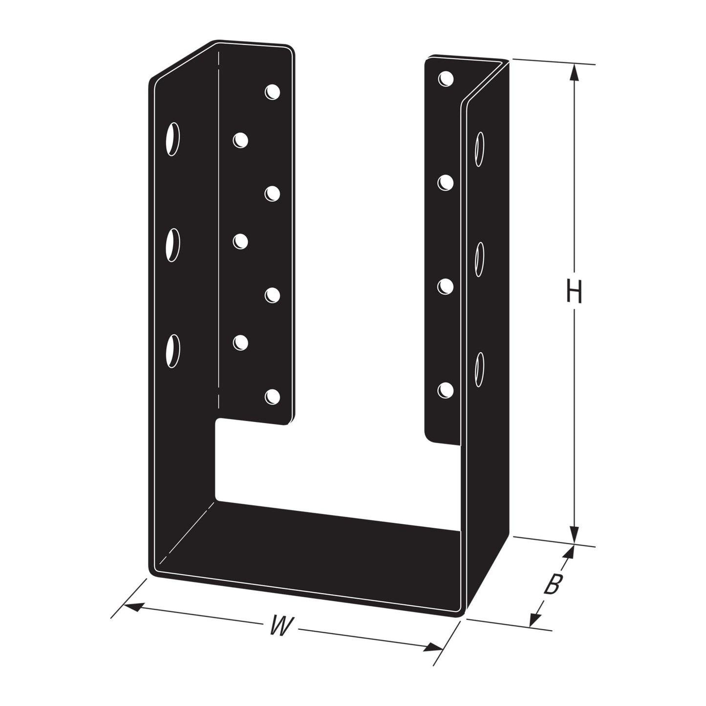 Simpson APHH610R Rough Cut 6x10 Concealed Flange Heavy Joist Hanger Black Powder Coat image 2 of 3