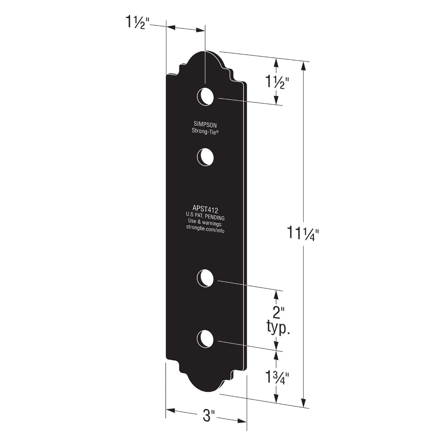 Simpson APST412 Ornamental 4x Flat Strap Black Powder Coat image 2 of 3