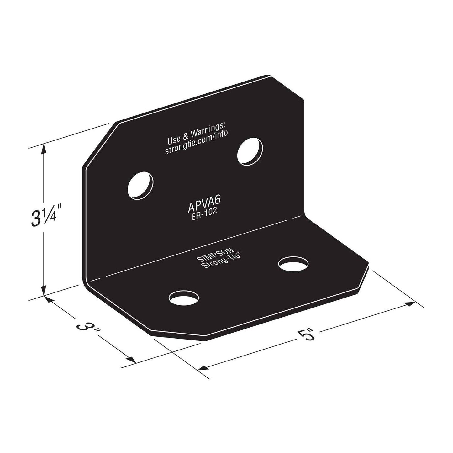 Simpson APVA6 Avant Ornamental Angle Black Powder Coat image 1 of 4 image 2 of 4 image 3 of 4