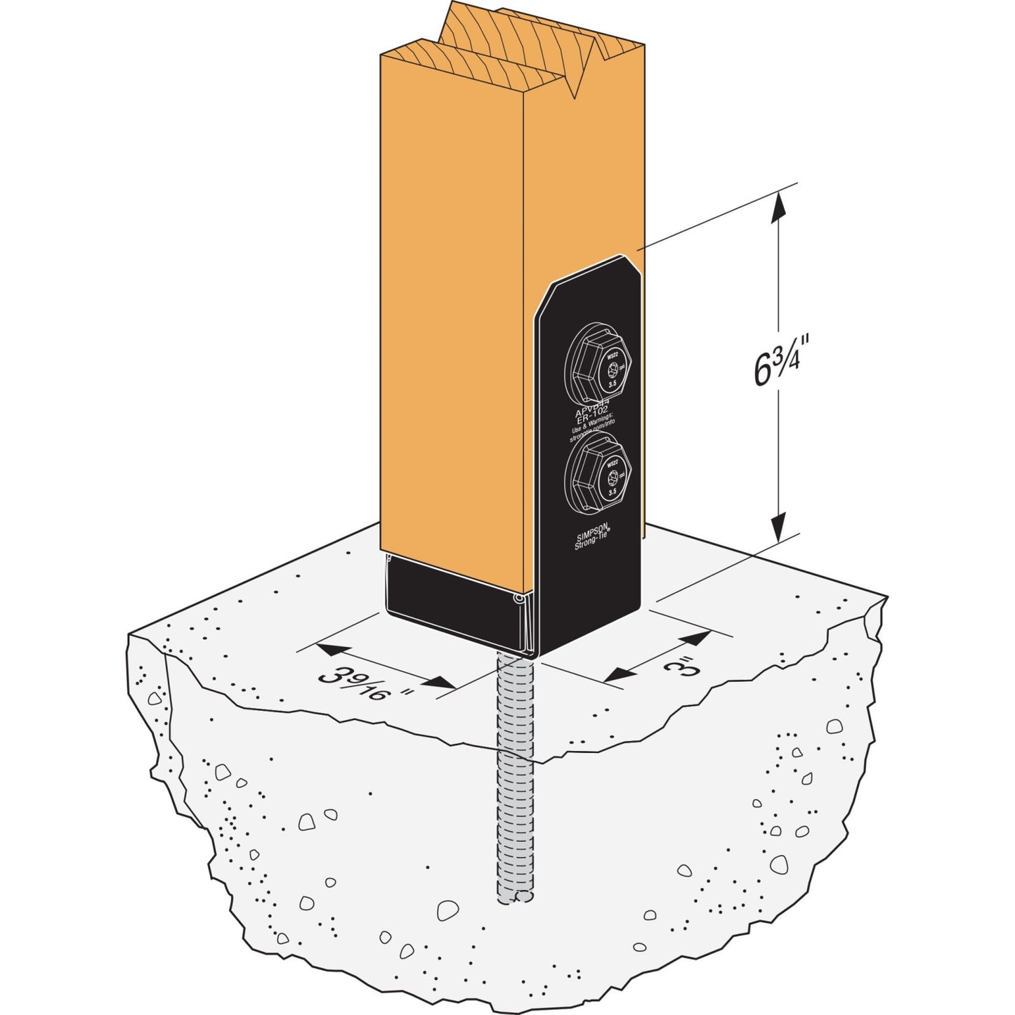 Simpson APVB44 Avant Ornamental 4x4 Post Base Black Powder Coat image image 4 of 4