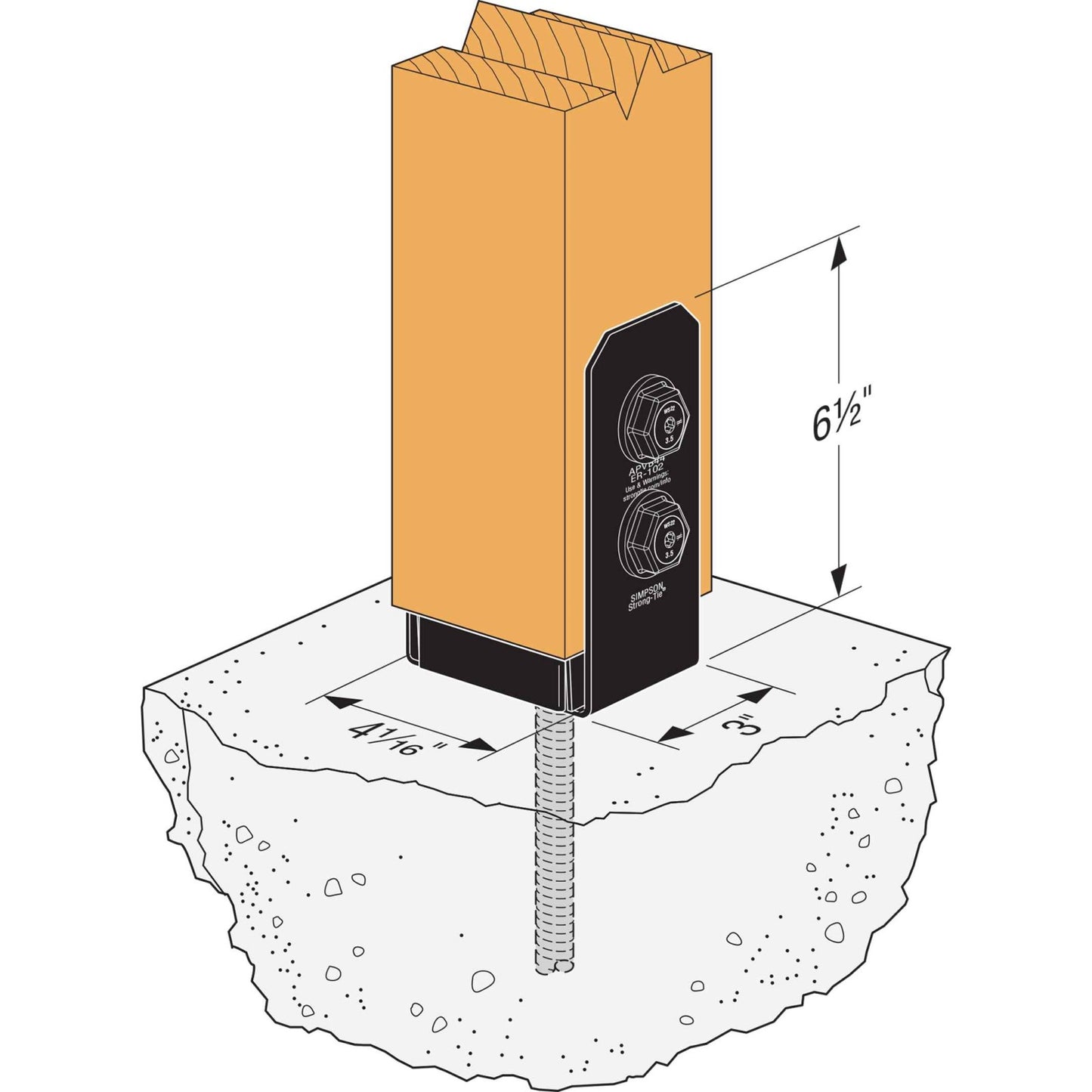 Simpson APVB44R Avant Rough 4x4 Ornamental Post Base Black Powder Coat image image 4 of 4