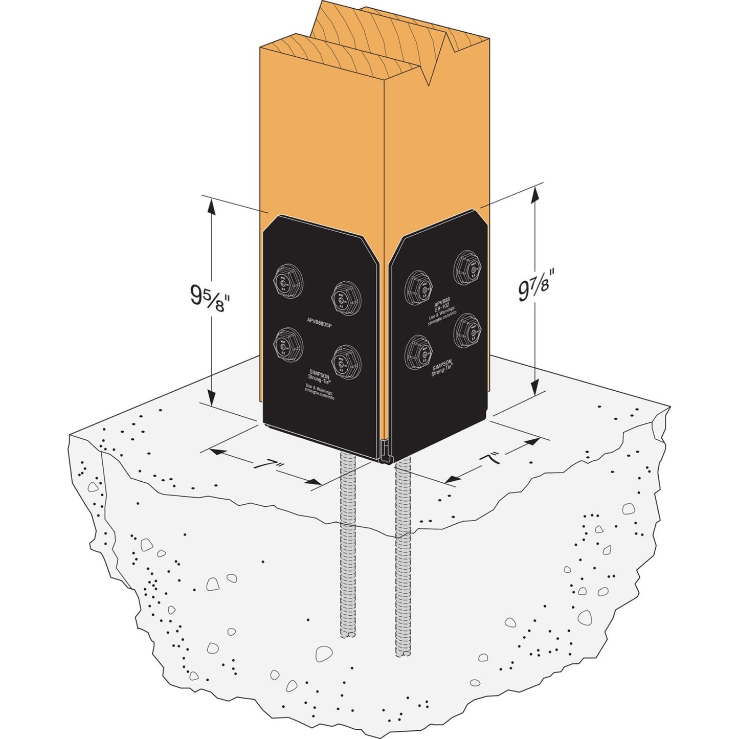 Simpson APVB88DSP Avant Decorative Post Base Plates Black Powder Coat image image 4 of 4