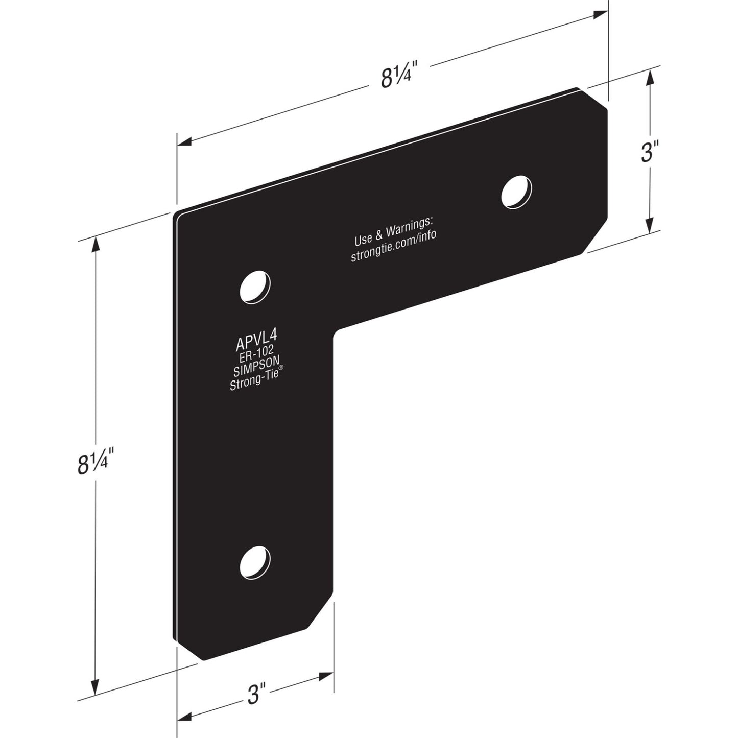 Simpson APVL4 Avant Ornamental L Strap Black Powder Coat image 1 of 4 image 2 of 4 image 3 of 4