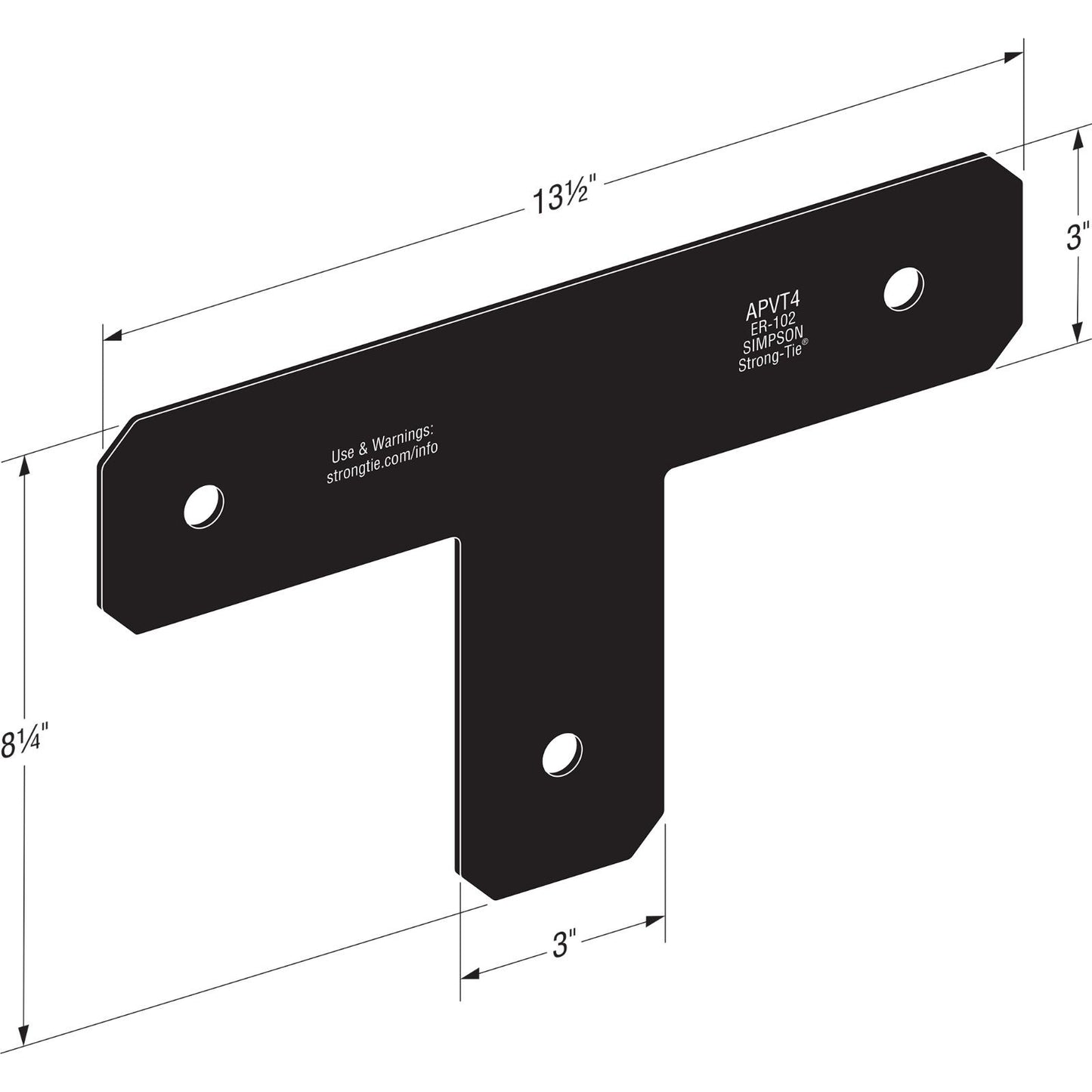 Simpson APVT4 Avant Ornamental T Strap Black Powder Coat image 1 of 4 image 2 of 4 image 3 of 4