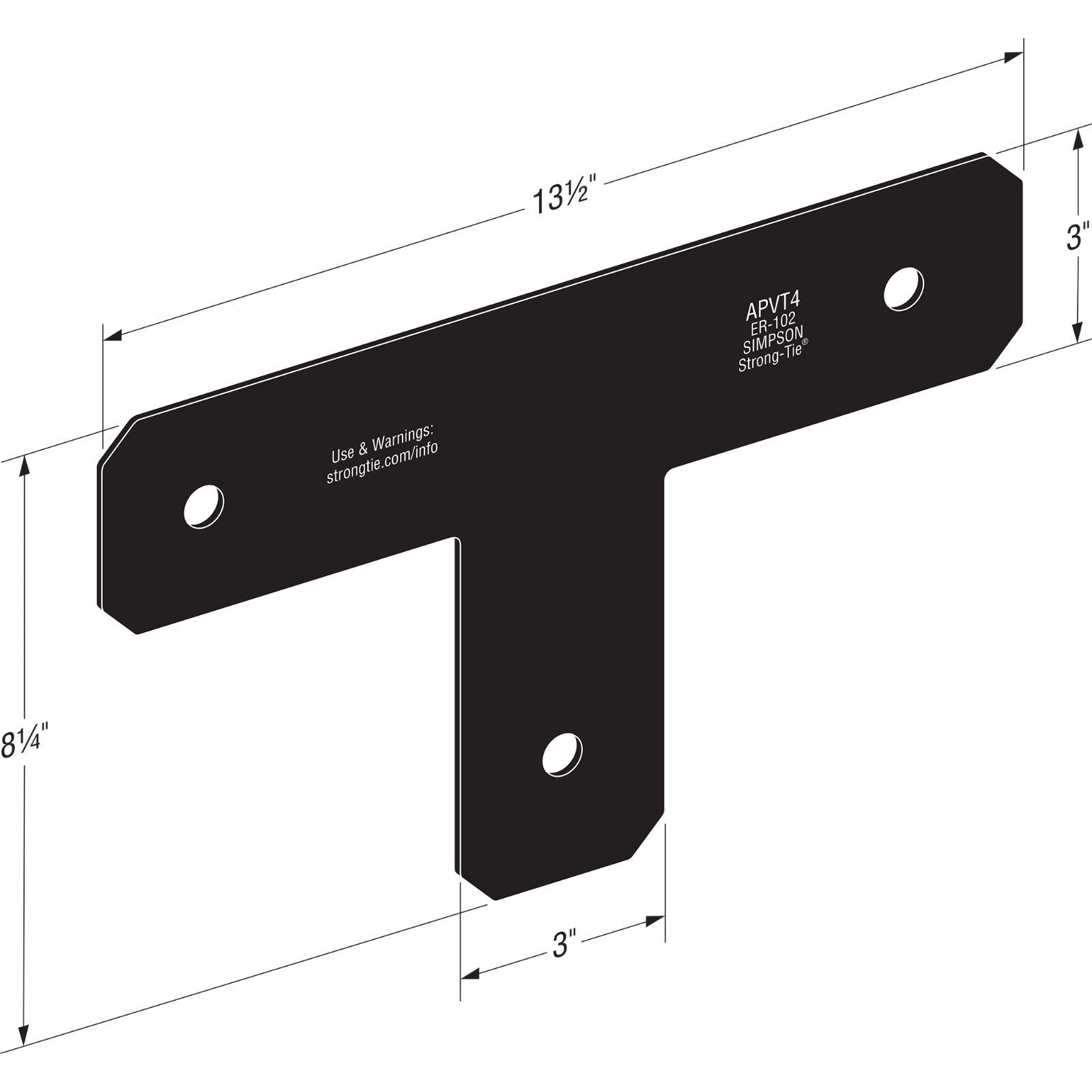 Simpson APVT4 Avant Ornamental T Strap Black Powder Coat image 1 of 4 image 2 of 4 image 3 of 4
