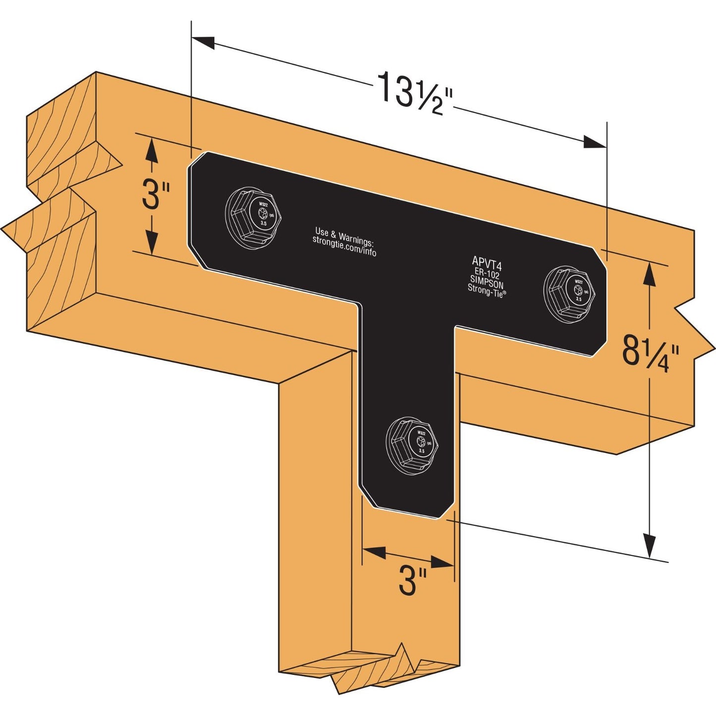 Simpson APVT4 Avant Ornamental T Strap Black Powder Coat image image 4 of 4