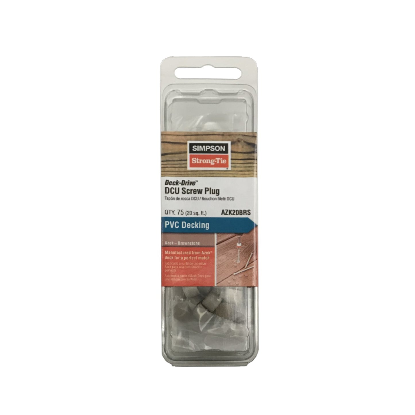 Simpson Azek PVC Deck Screw Plug Brownstone Pkg 75 image 2 of 3