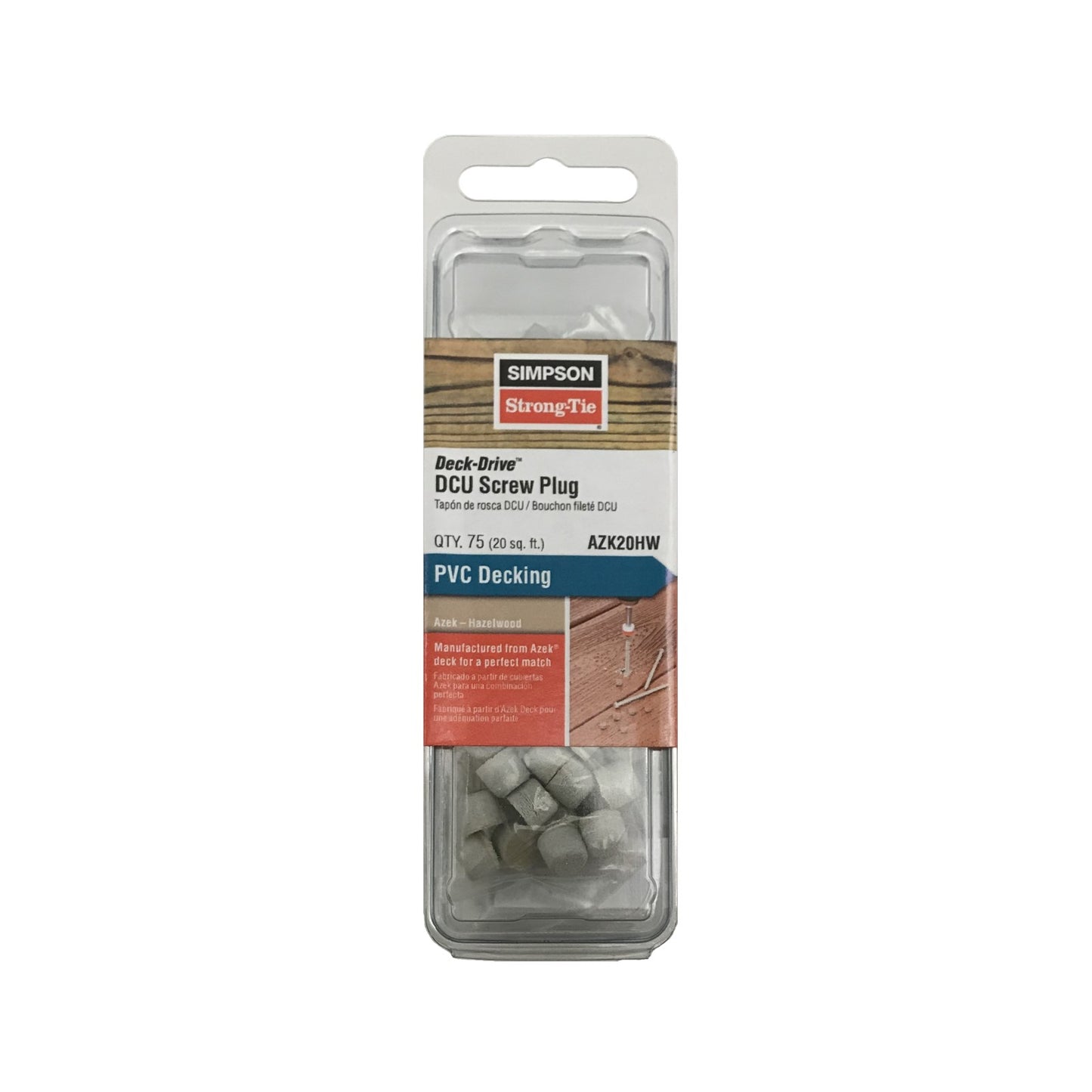 Simpson Azek PVC Deck Screw Plug Hazelwood Pkg 75 image 2 of 3