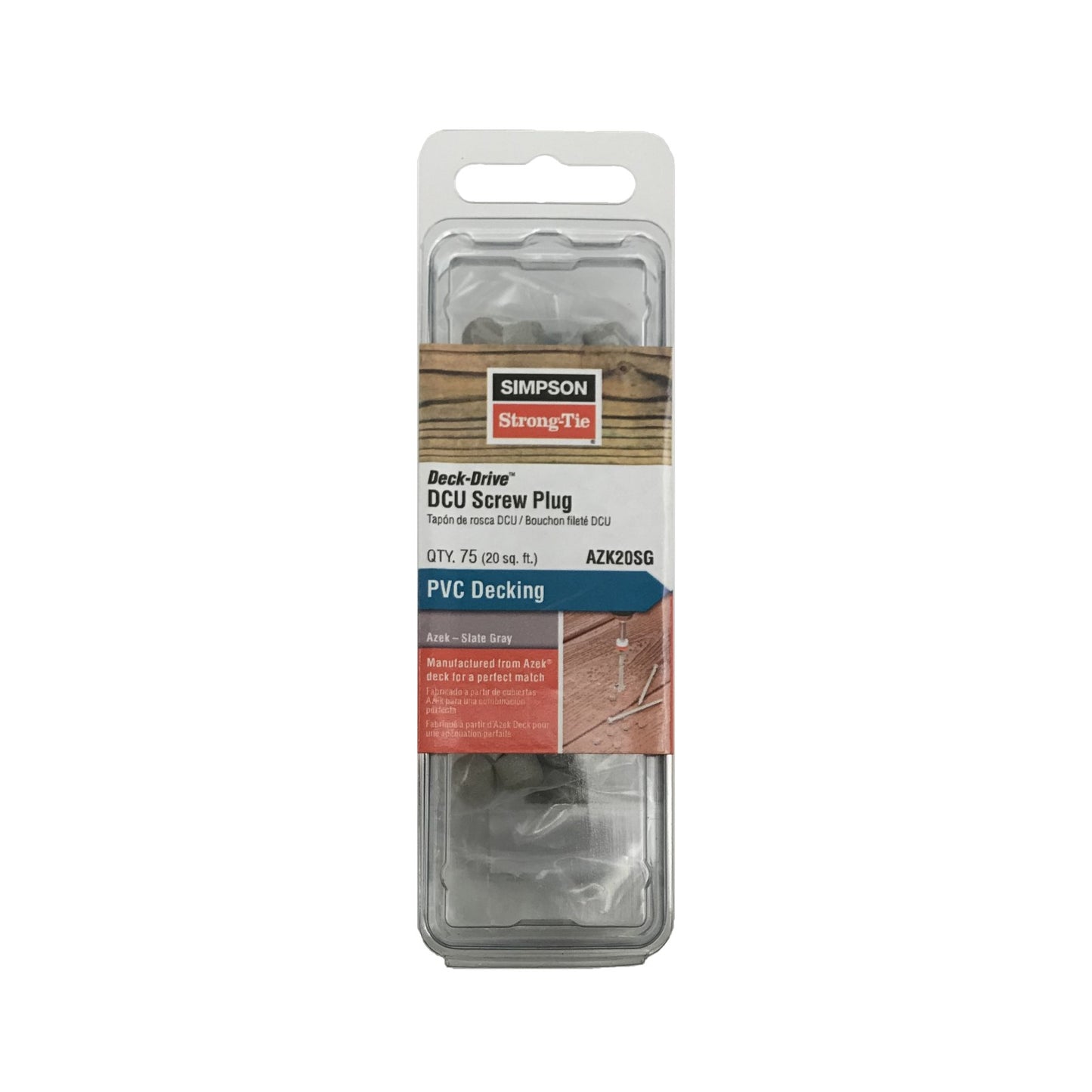 Simpson Azek PVC Deck Screw Plug Slate Gray Pkg 75 image 2 of 3