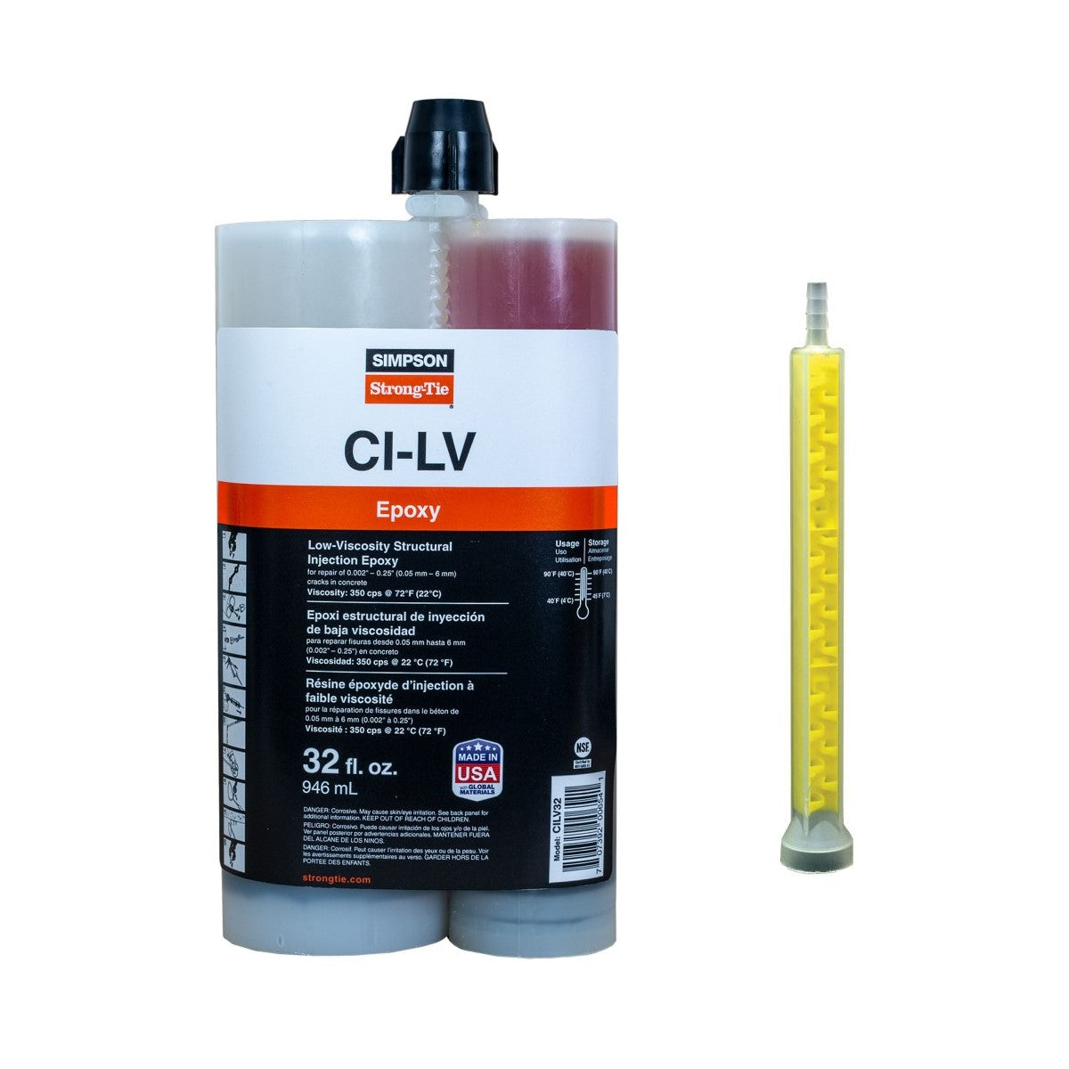 Simpson CILV32 LowViscosity Structural Injection Epoxy 32 Oz Cartridge