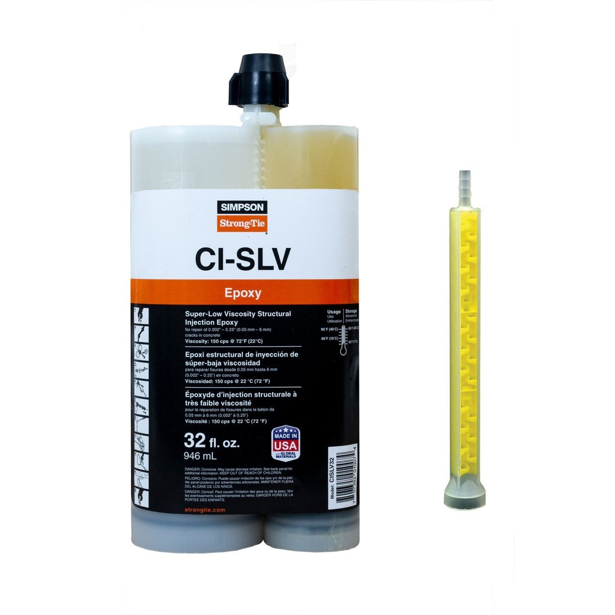 Simpson CISLV32 Super-Low-Viscosity Structural Injection Epoxy - 32 Oz.  Cartridge
