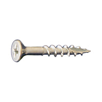 #8 x 1-3/4" #2 Phillips Flat Head Type 17 Wood Screw w/Nibs - Zinc, Pkg 4000