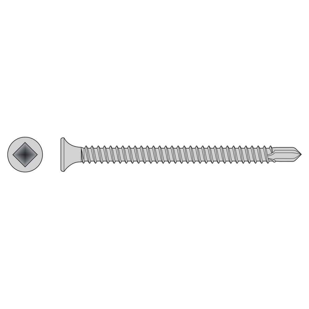 #6 x 114 inch Square Drive SelfDrilling BugleHead Screw 410 Stainless Pkg 100