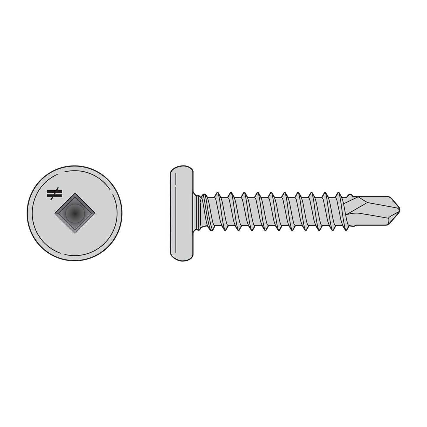#10 x 1 inch Square Drive SelfDrilling PancakeHead Screw 410 Stainless Steel Pkg 1000