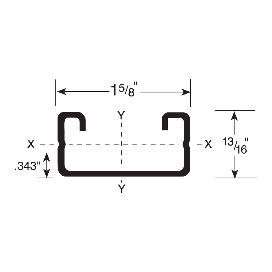 Flexstrut FS-510 16 Gauge Solid Strut Channel Drawing With Dimensions