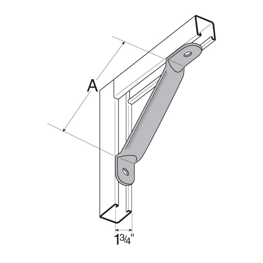 Flexstrut FS-5460 45 Degree Tube Knee Brace Drawing With Dimensions