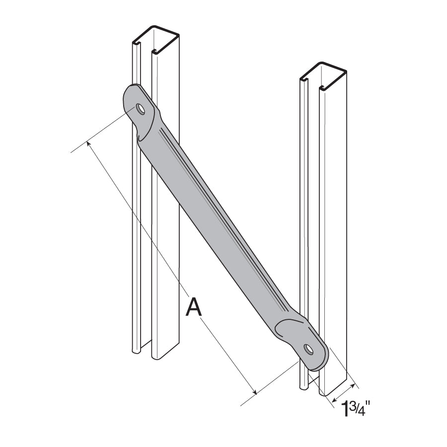 Flexstrut FS-5461 Straight Tube Brace Drawing With Dimensions