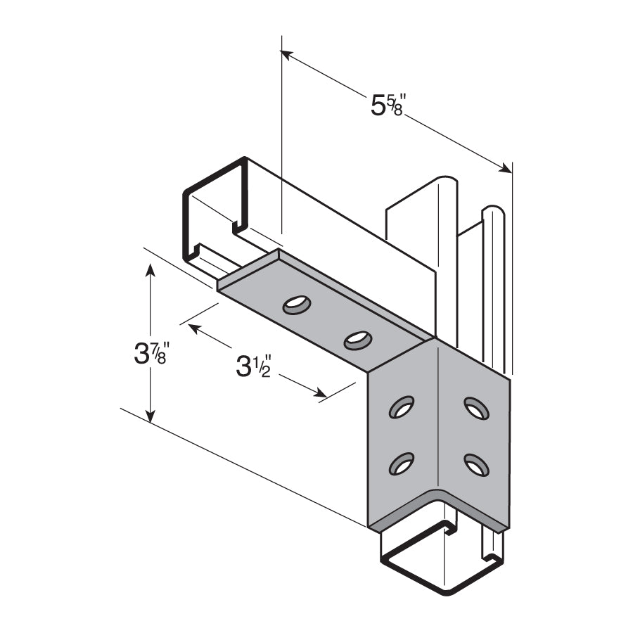 Flexstrut FS-5522 Corner Channel Connector Drawing With Dimensions