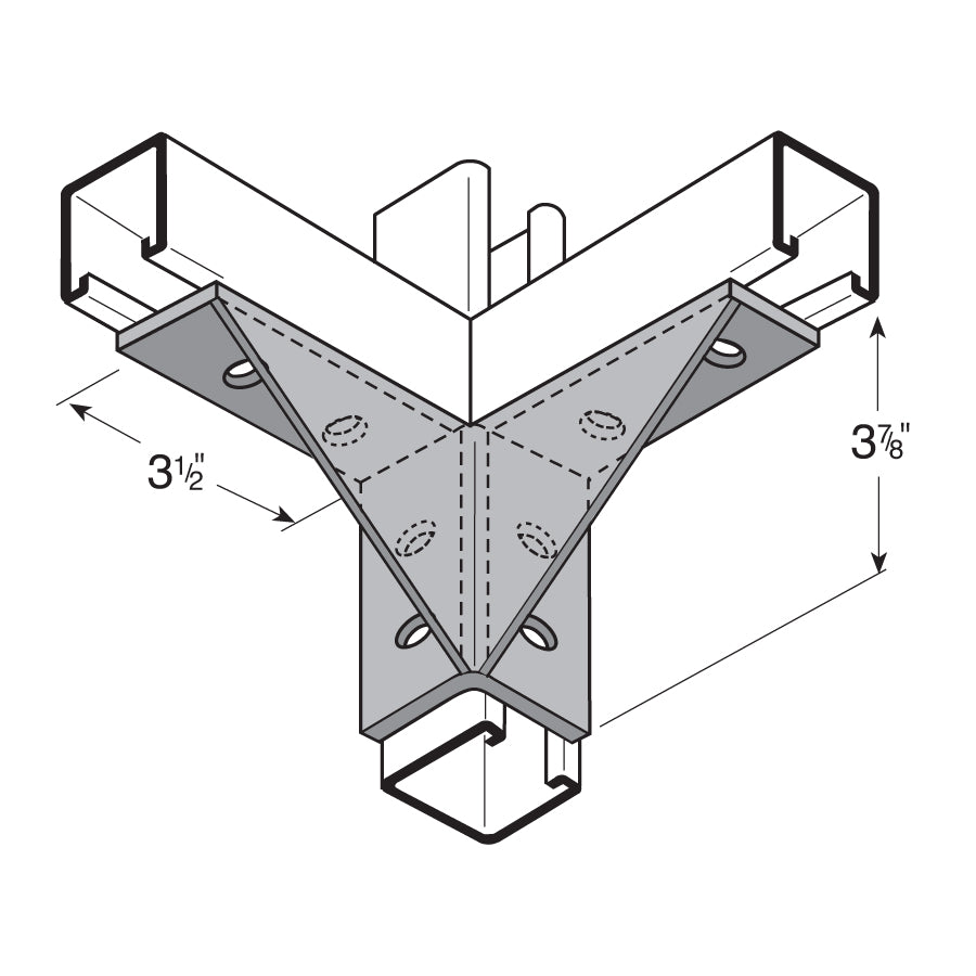 Flexstrut FS-5529 2-Way Channel Connector Drawing With Dimensions