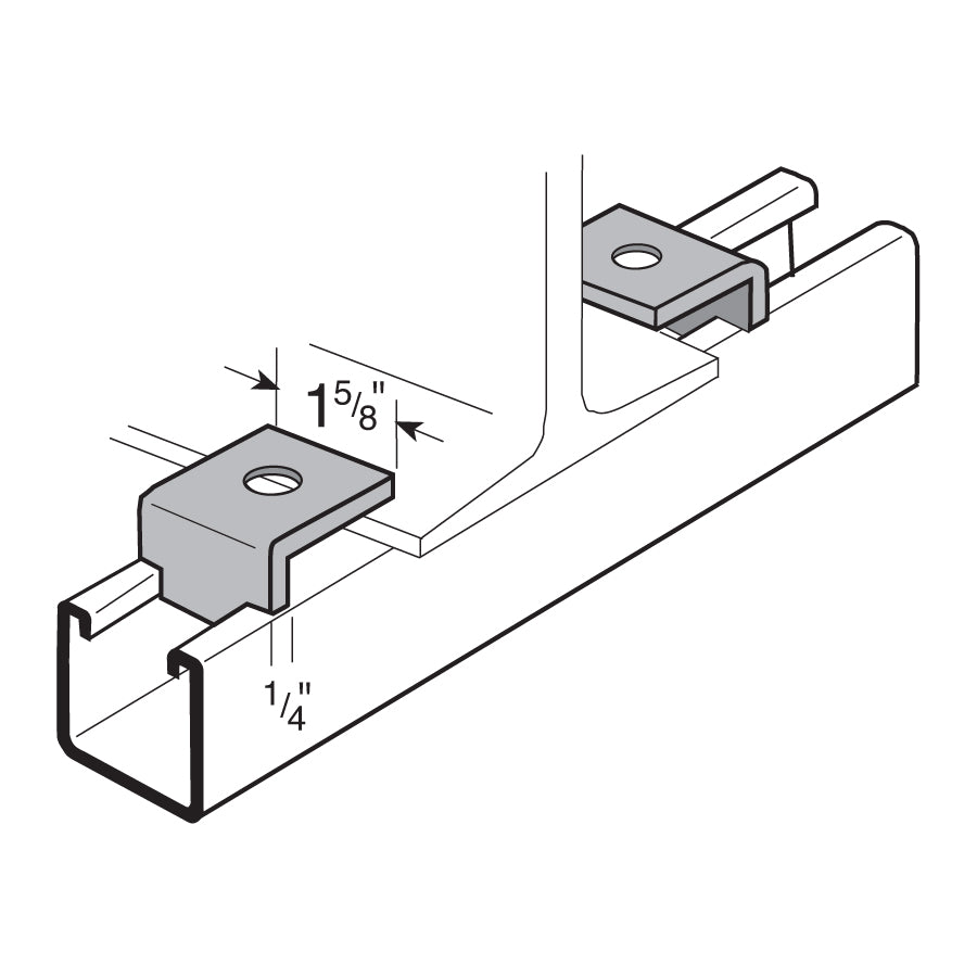 Flexstrut FS-5713 Channel-To-Flange Beam Clamp Drawing With Dimensions