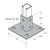 Flexstrut Square Single Channel Post Base Drawing With Dimensions