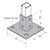 Flexstrut Square Single Channel Post Base Drawing With Dimensions