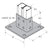 Flexstrut Square Double Channel Post Base 2-Level Drawing With Dimensions