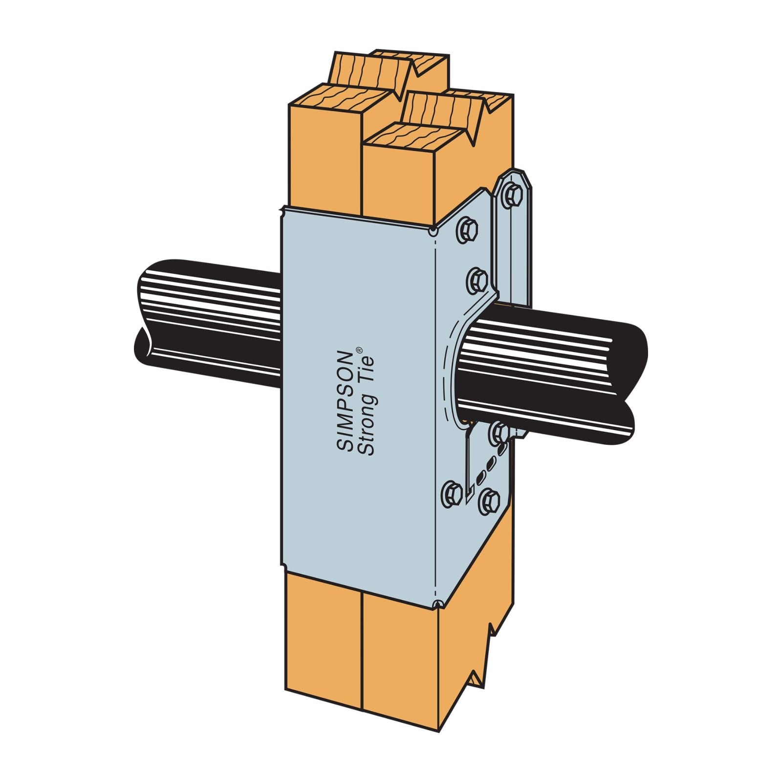 Simpson HSS22SDS3 Double 2x Stud Shoe w 3 inch SDS Screws Galvanized image 4 of 4