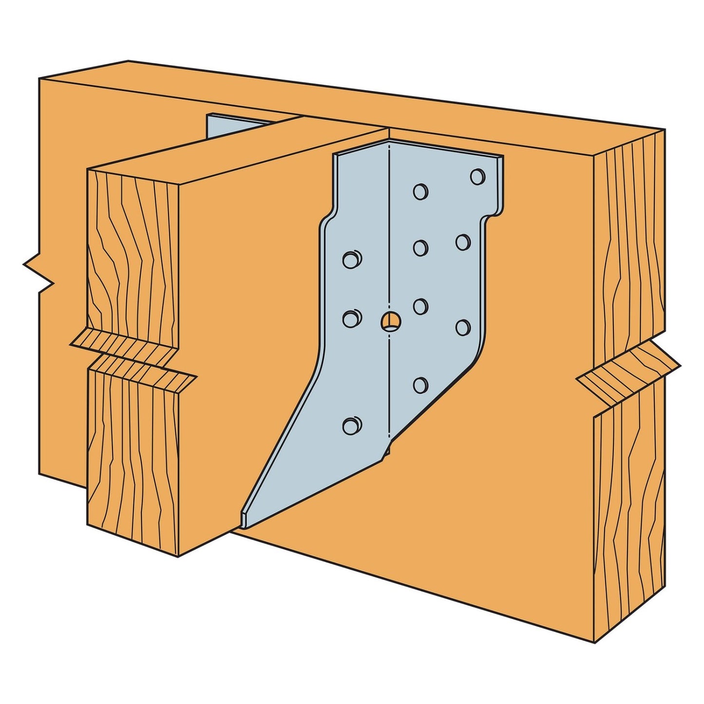HUS26Z Heavy U-Shaped Hanger with Double-Shear Nailing Installation