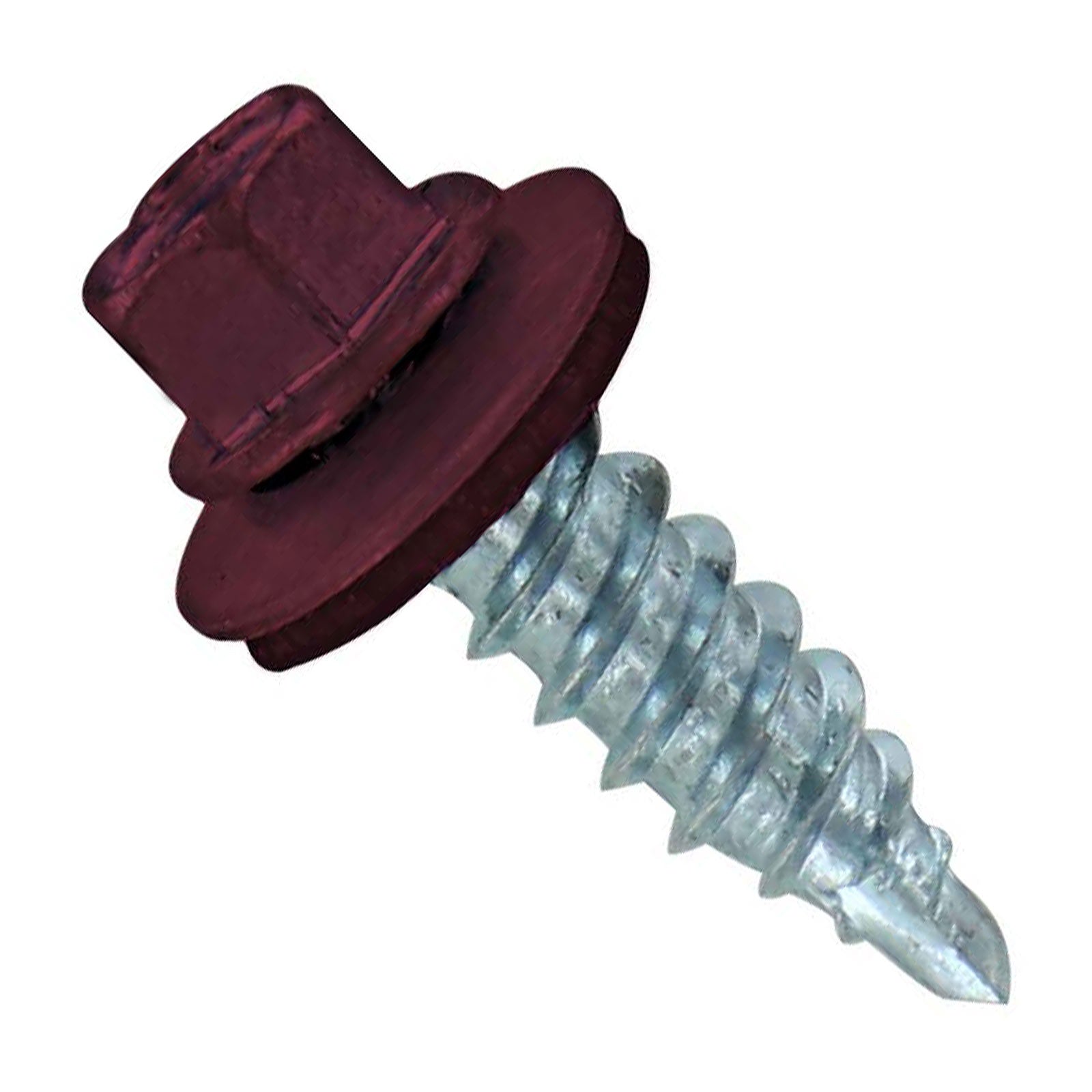 #12 X 34 inch Kwikseal Woodbinder Pole Barn Stitch Scew Burgundy Pkg 250 image 1 of 2