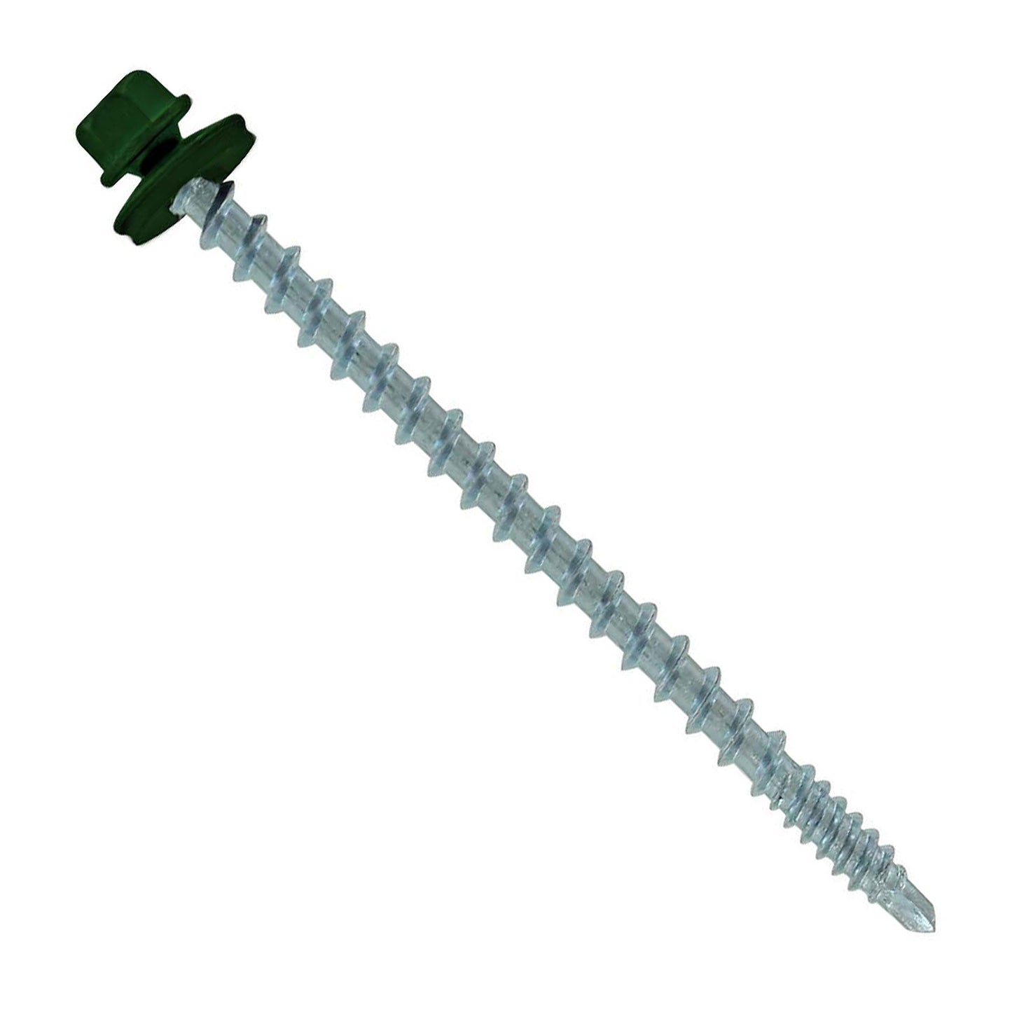 #10 x 3 inch Kwikseal Woodbinder Metal Roofing Screw Forest Green Pkg 250