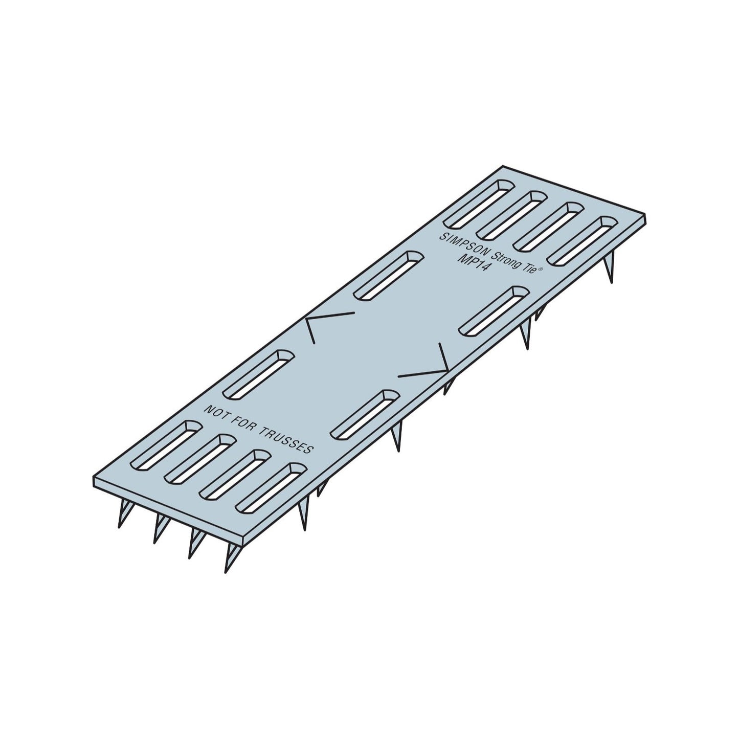 Simpson MP14 1 inch x 4 inch Mending Plate G90 Galvanized Pkg 100 image 1 of 2