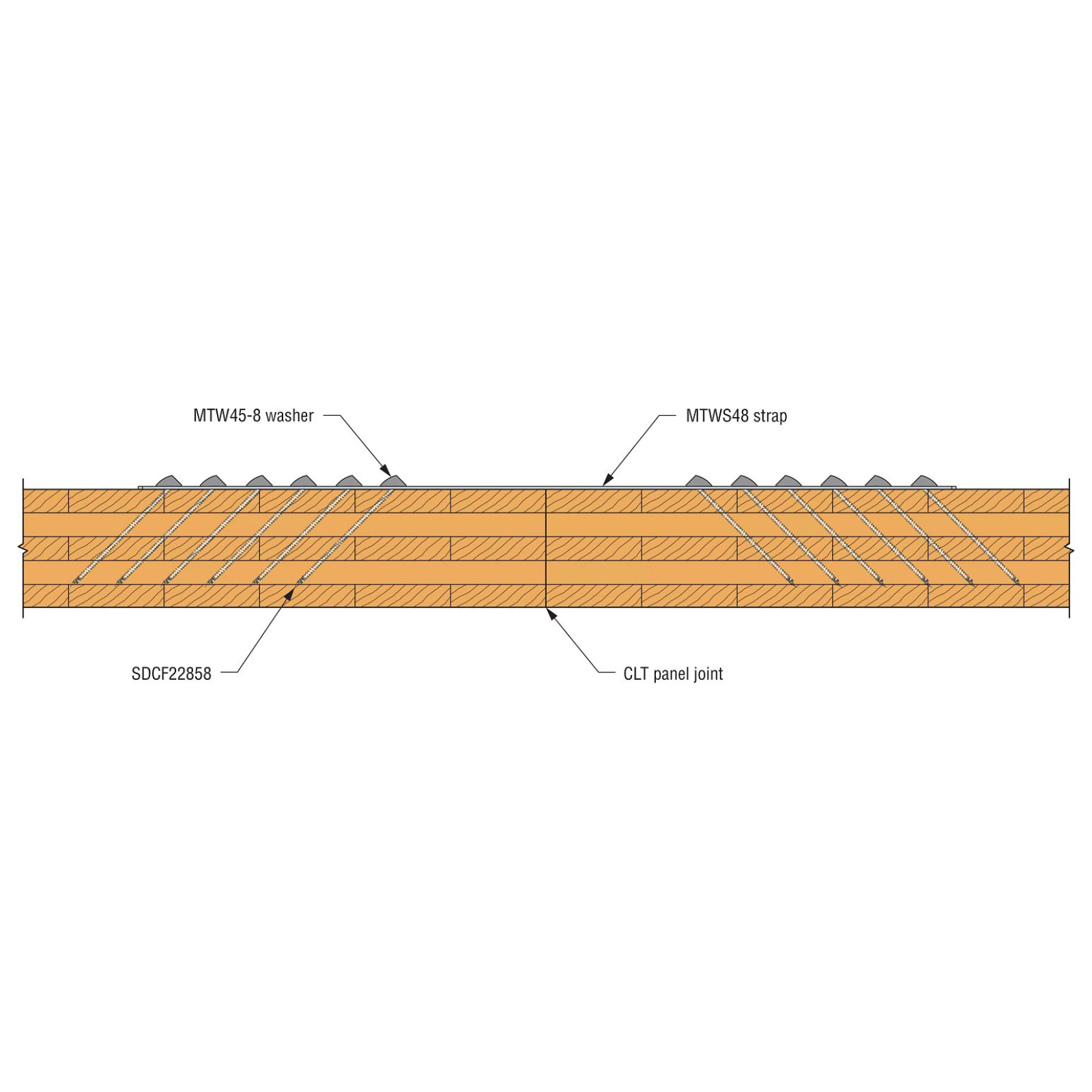 MTWS48-5.5 Mass Timber Washer Strap 5 Ply Illustration