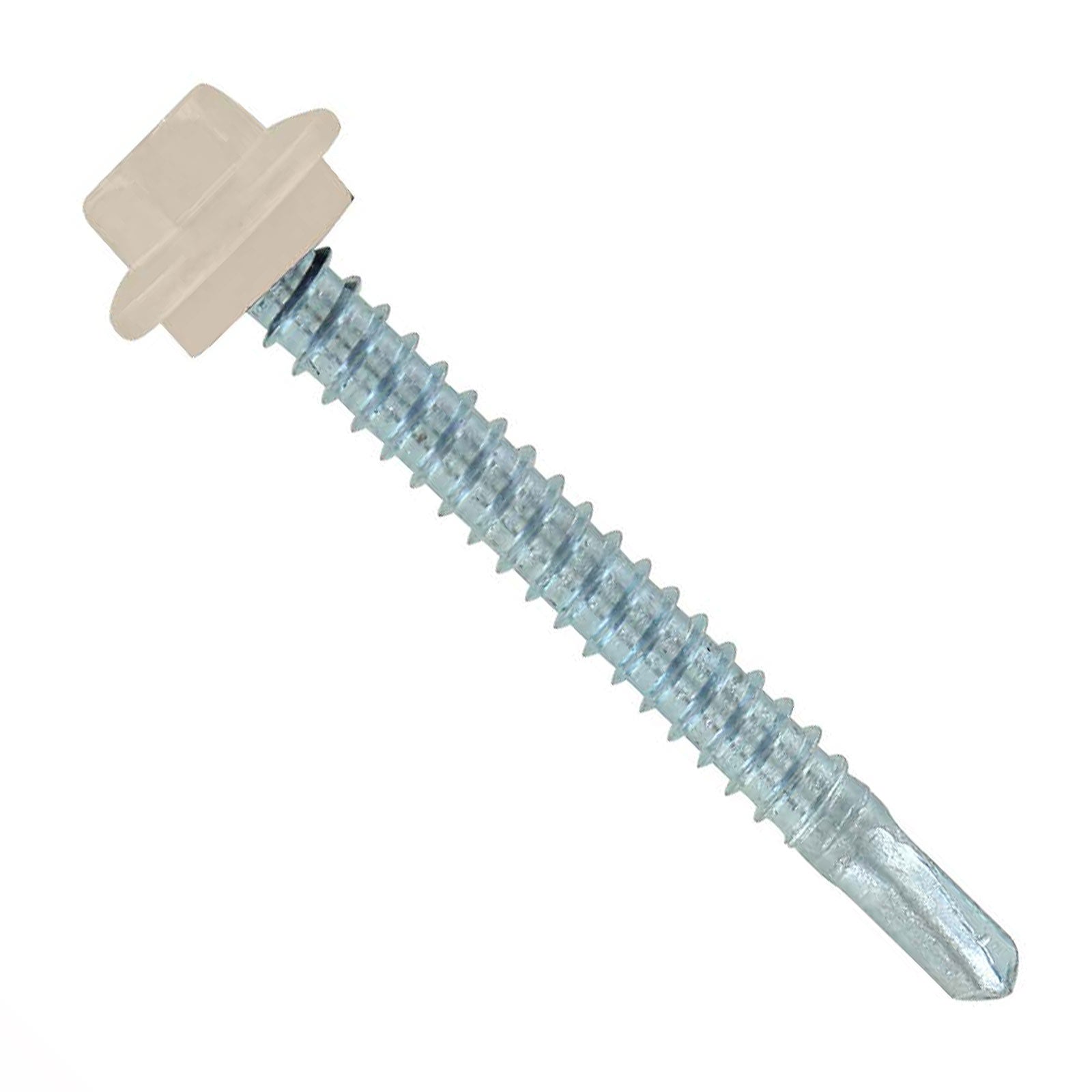 #12 x 2 inch Maxx Steelbinder Metal Roofing Screw Light Stone Pkg 250