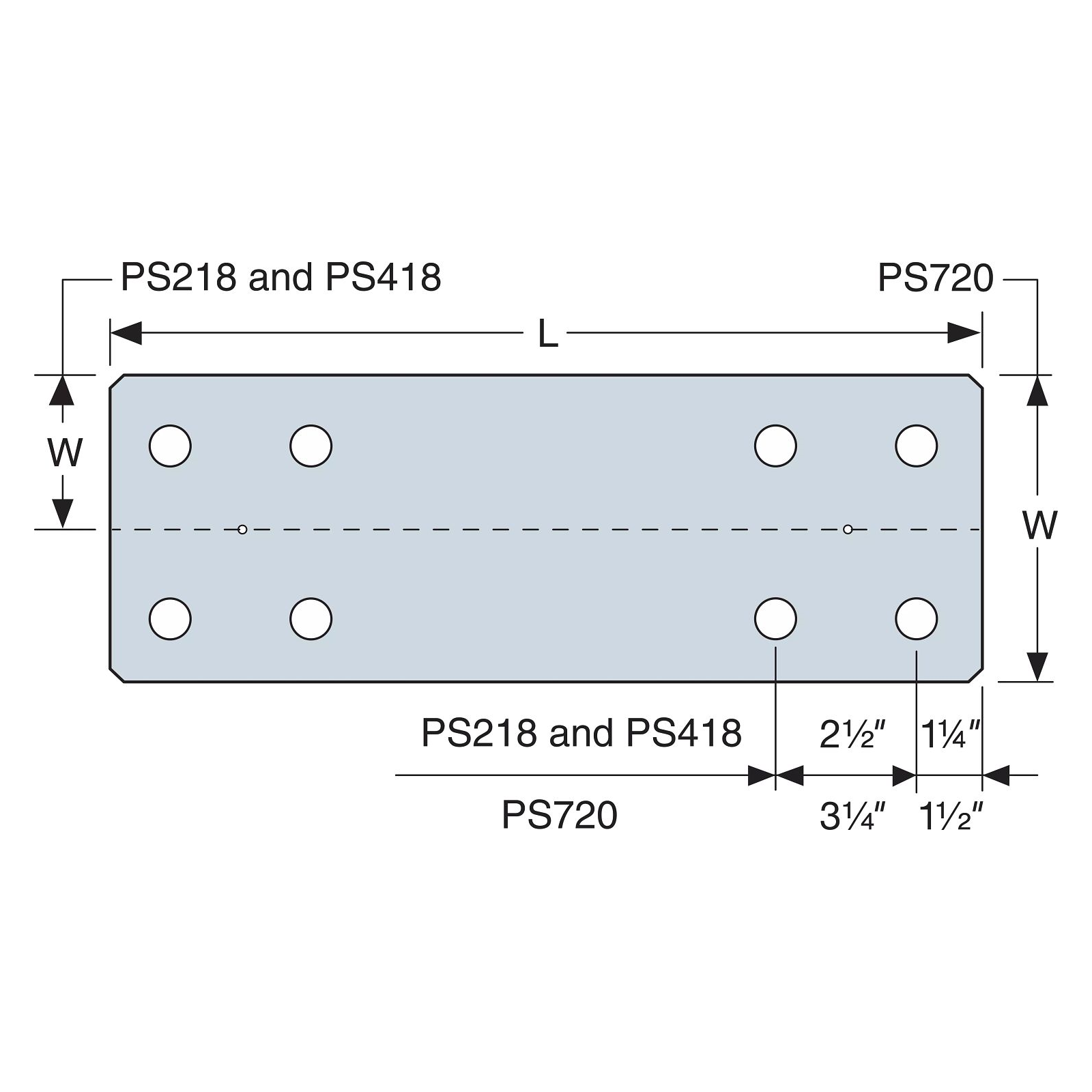 PS418 Piling Strap Illustration with Measurements