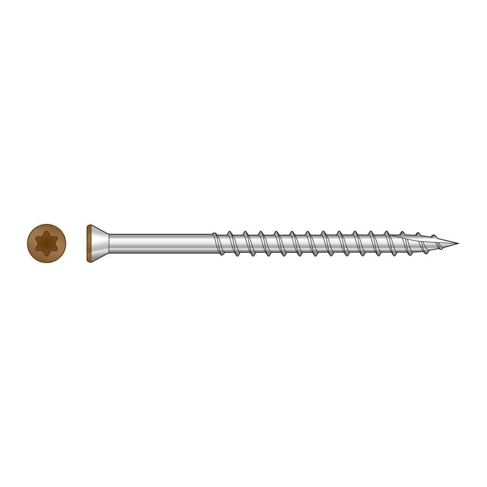 #7 x 214 inch Tan 01 Trim Head Deck Screw 305 Stainless Steel Pkg 350