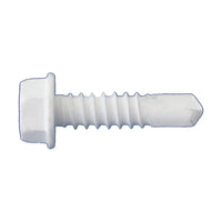 #10 x 3/4" Self-Drilling Metal Screw, Hex Head - White, Pkg 7000