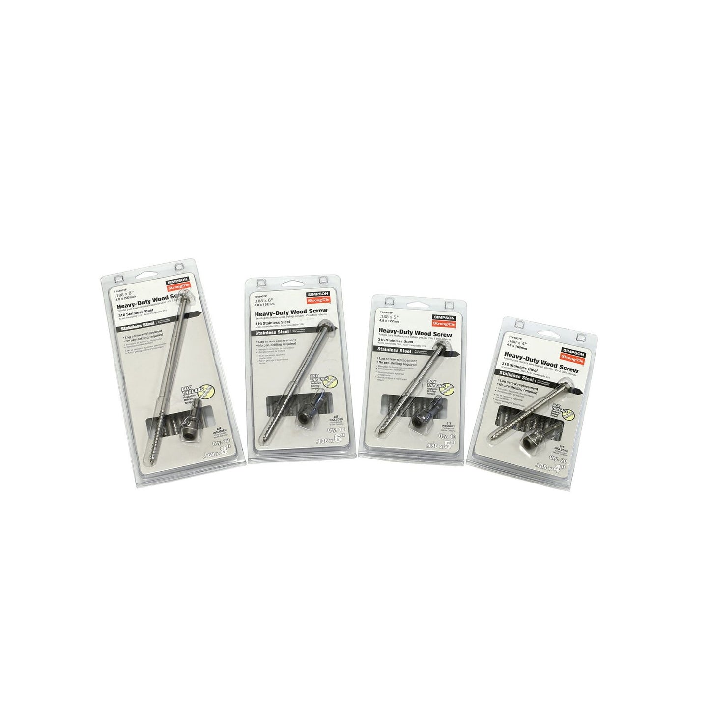 0188 inch x 4 inch StrongTie SDWH TimberHex Screw 316 Stainless Steel Pkg 100 image 1 of 3 image 2 of 3