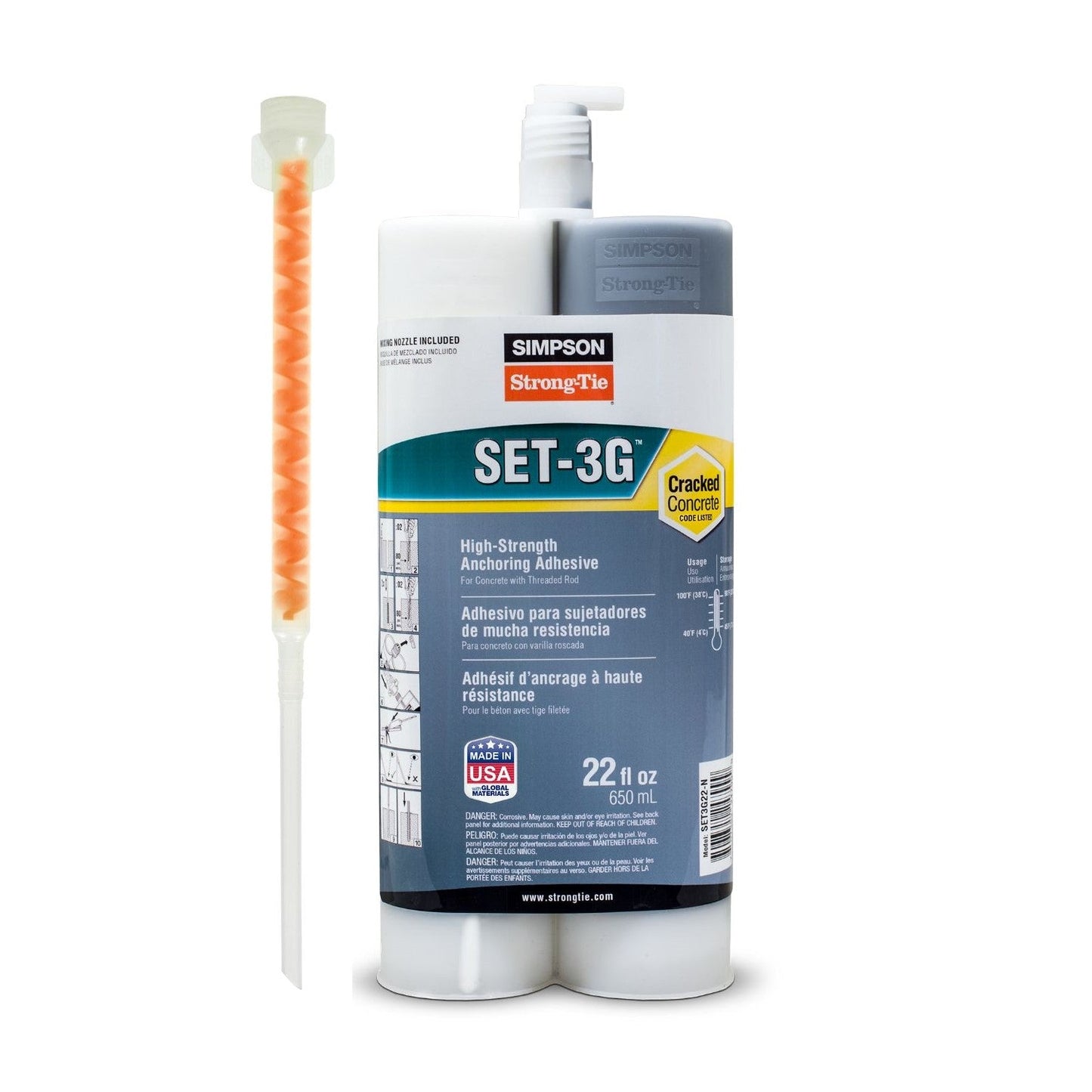 StrongTie SET3G22N 22 Oz Epoxy Anchor w Nozzle Pkg 1