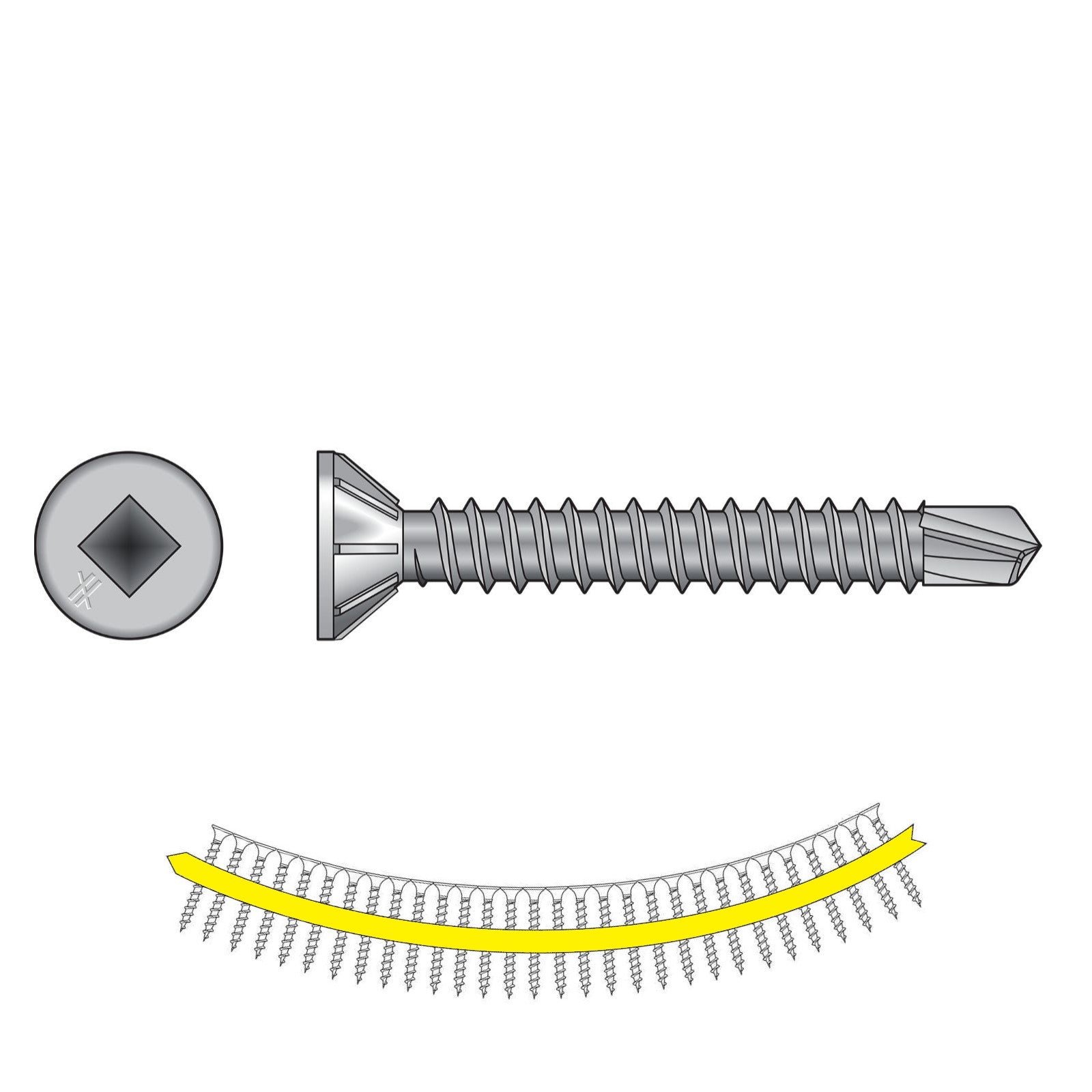 #10 x 112 inch Quik Drive FHSD SelfDrilling WoodToCFS Screw 410 Stainless Steel Pkg 1000