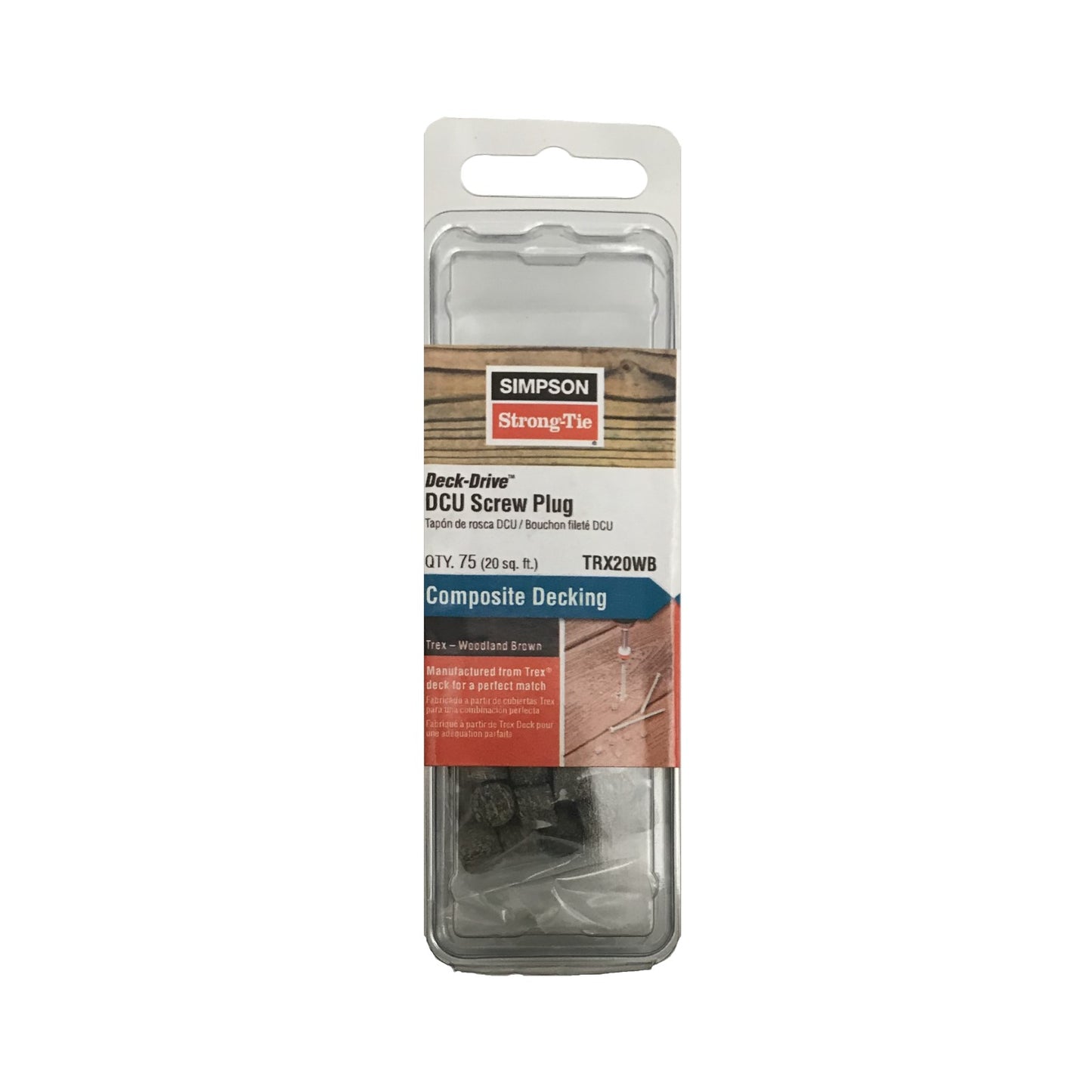 Simpson Trex Composite Deck Screw Plug Woodland Brown Pkg 75 image 1 of 3 image 2 of 3