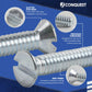 machine screws slotted flat head with zinc finish on a blue background featuring the Conquest brand.