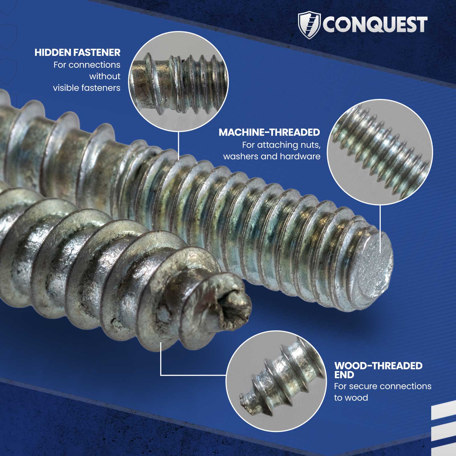 Hanger bolts: hidden fasteners, machine threads, wood threads