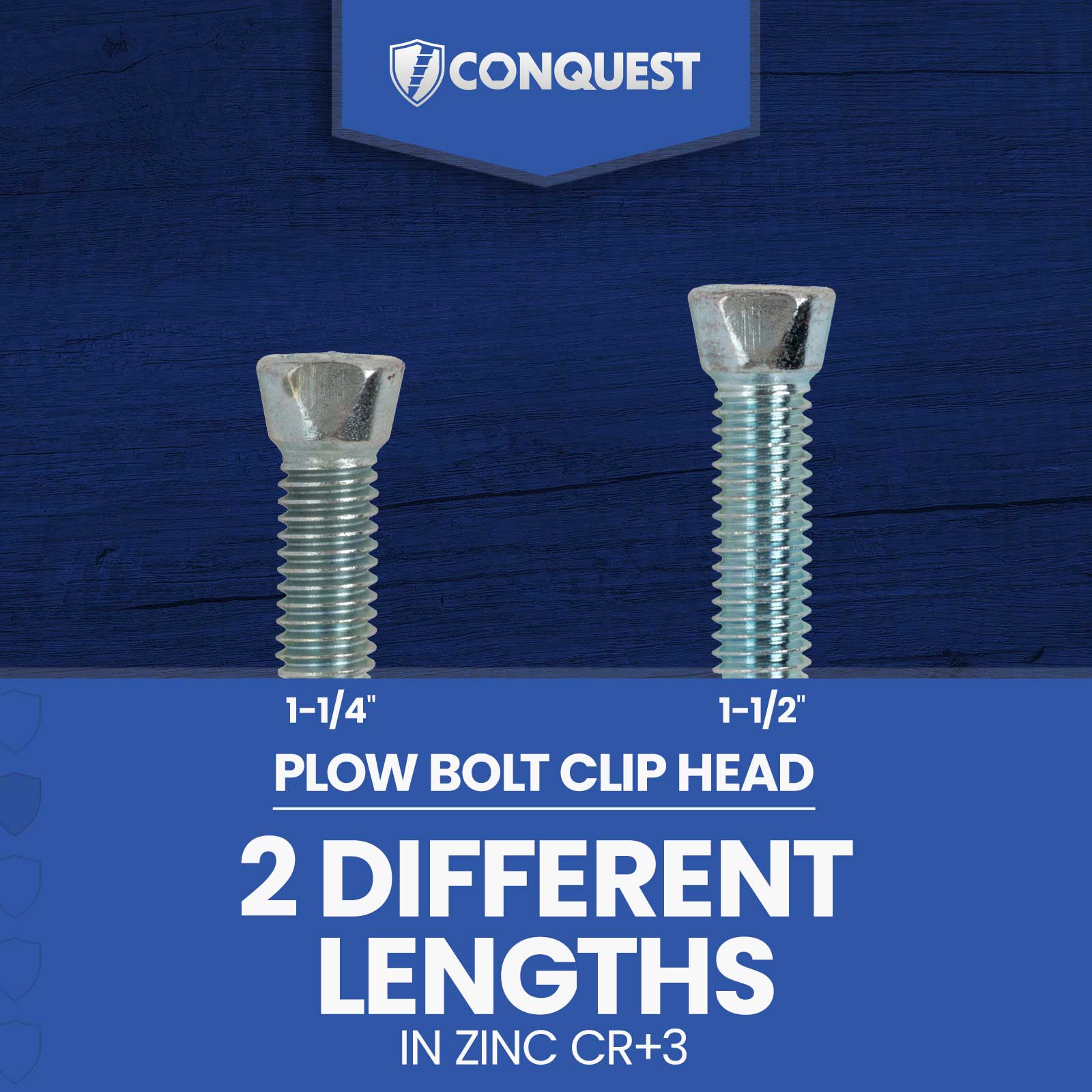 clip head zinc plow bolt lengths available