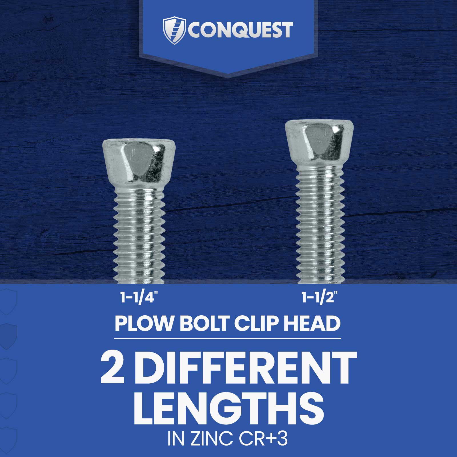clip head zinc plow bolt lengths available