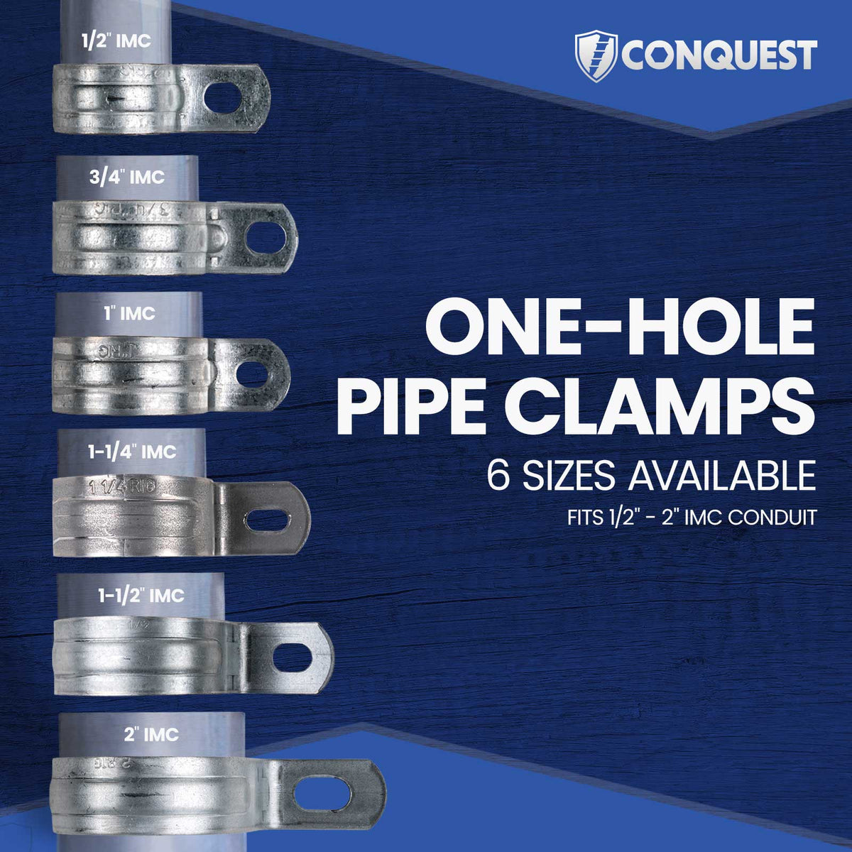 6 sizes available for IMC, fits pipe size