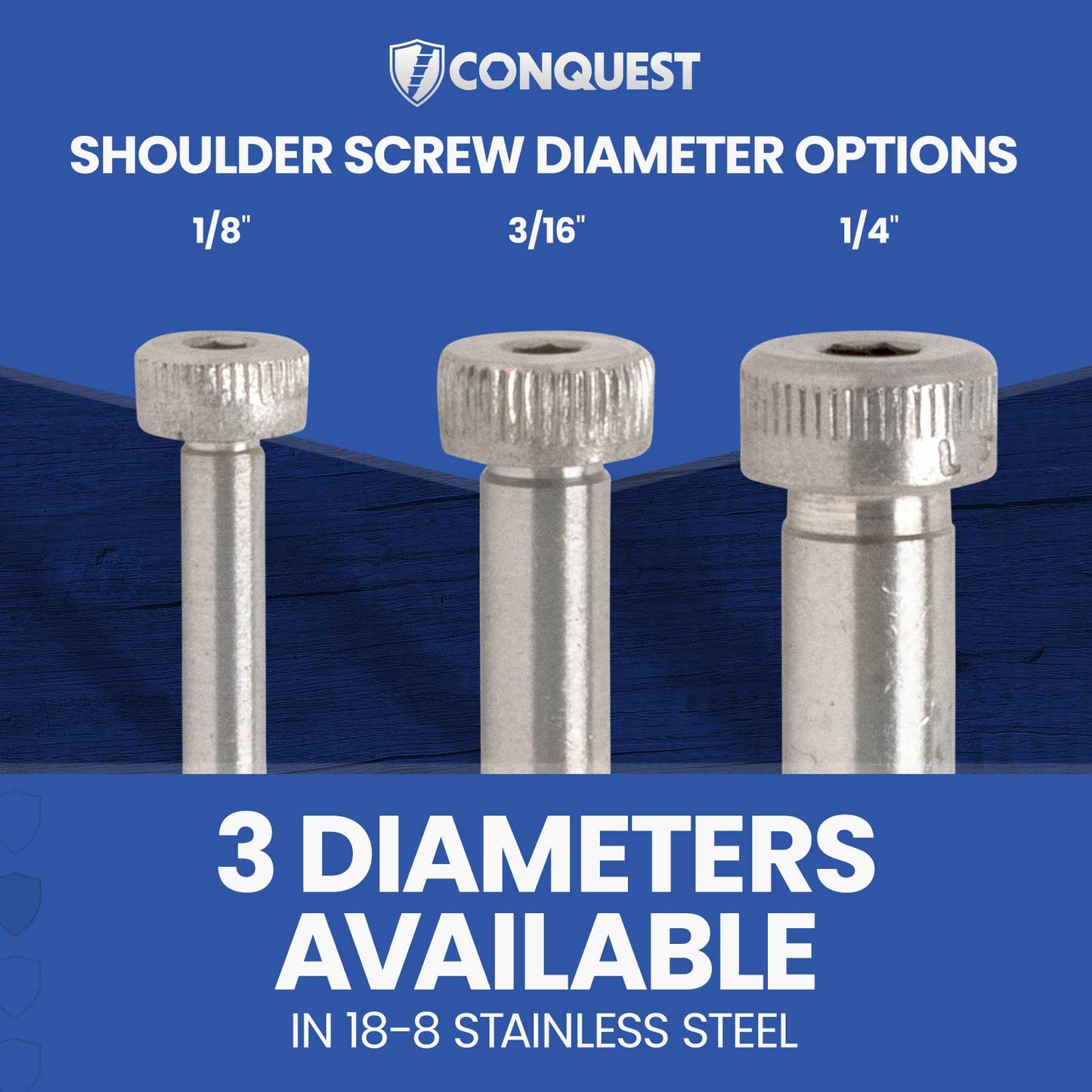 diameters available in shoulder screws 18-8 stainless steel