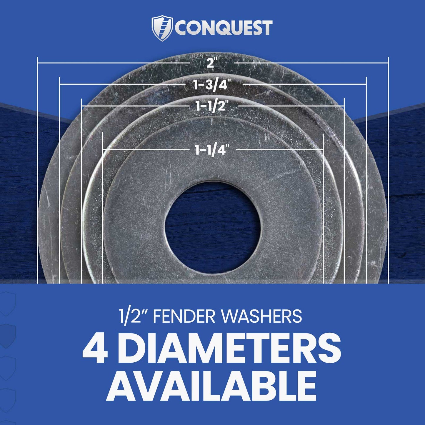 1/2" Fender Washers - 4 Diameters Available